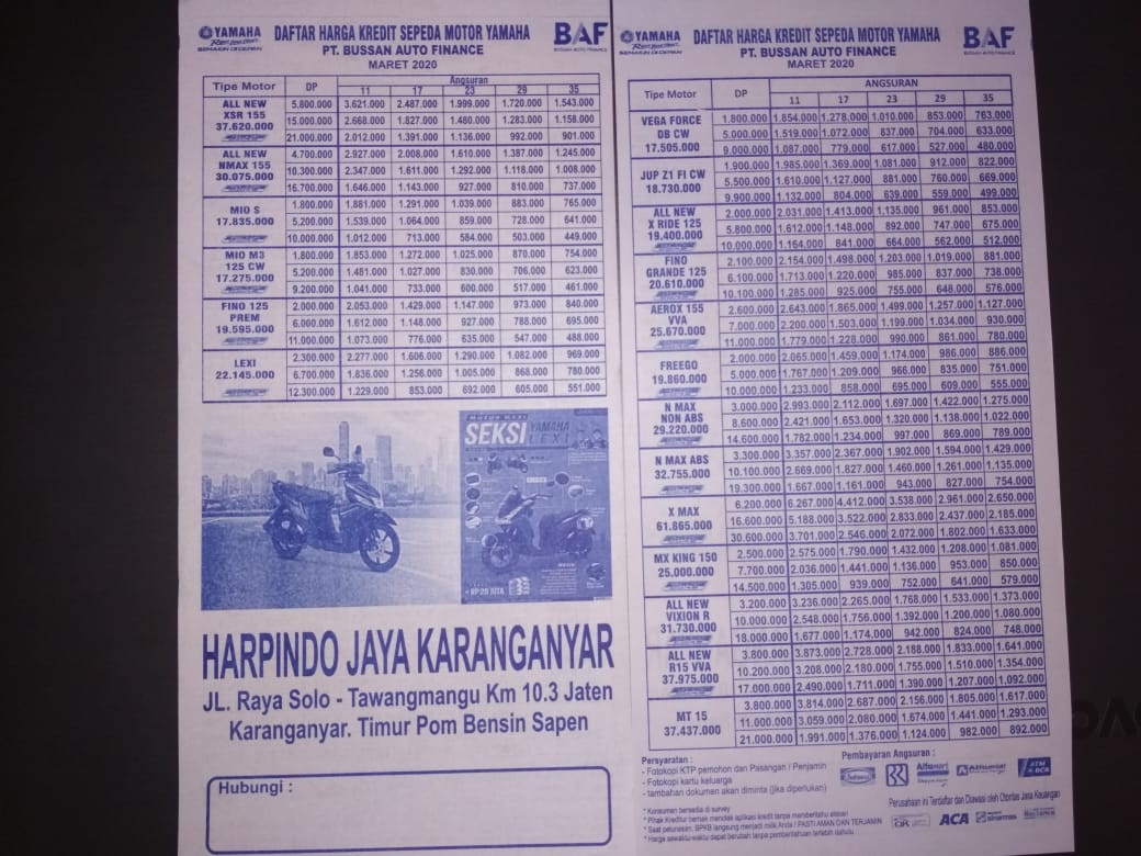 Brosur Kredit Motor Yamaha Solo 2020